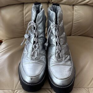 Franco Sarto Silver Quilted Bucana Boots